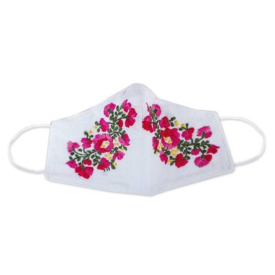 Alternate image for Hand Embroidered Reusable Cotton Mask from Mexico Rose Garden