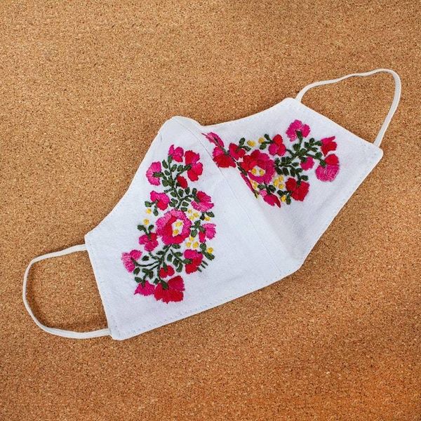 Alternate image for Hand Embroidered Reusable Cotton Mask from Mexico Rose Garden