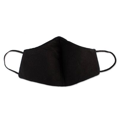 Alternate image for Reusable and Washable Black Cotton Floral Face Mask Flower Garden in Ivory