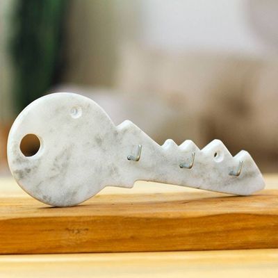 Primary image for Minimalist Key-Shaped Hand-Carved White Marble Key Rack King of Keys
