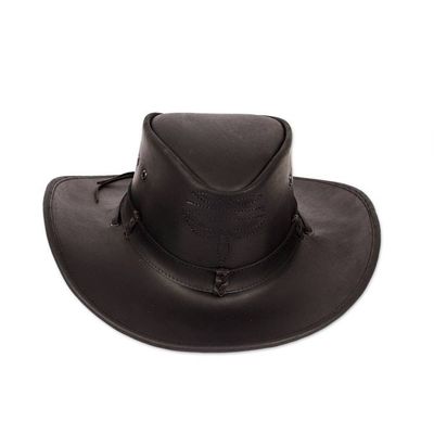 Alternate image for Handcrafted 100 Leather Hat in a Black Base Hue Classic Shadow