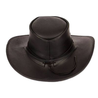 Alternate image for Handcrafted 100 Leather Hat in a Black Base Hue Classic Shadow