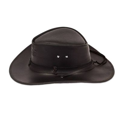 Alternate image for Handcrafted 100 Leather Hat in a Black Base Hue Classic Shadow