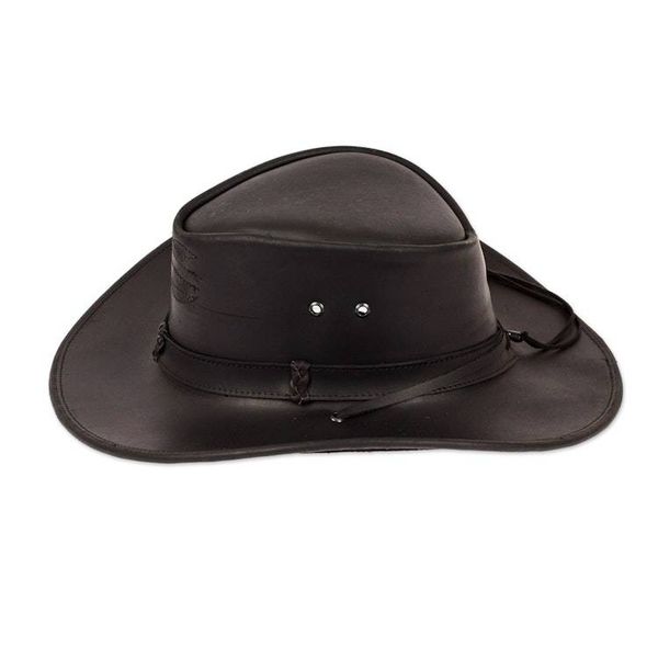Alternate image for Handcrafted 100 Leather Hat in a Black Base Hue Classic Shadow