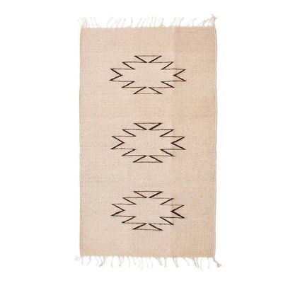 Alternate image for Beige and Brown Geometric-Patterned Zapotec Wool Rug 2x3 Beige Splendor