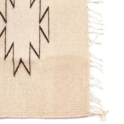 Alternate image for Beige and Brown Geometric-Patterned Zapotec Wool Rug 2x3 Beige Splendor