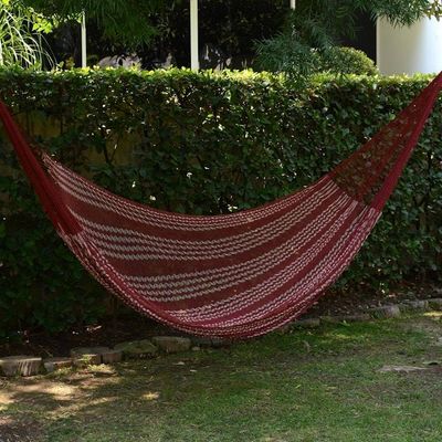 Alternate image for Double Mayan Rope Style Cotton Hammock Mexico Burgundy Riviera