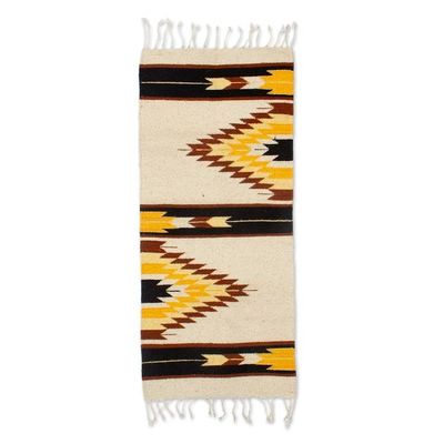 Primary image for Handwoven Zapotec Geometric-Themed 1x3 100 Wool Area Rug Ancestral Lightning