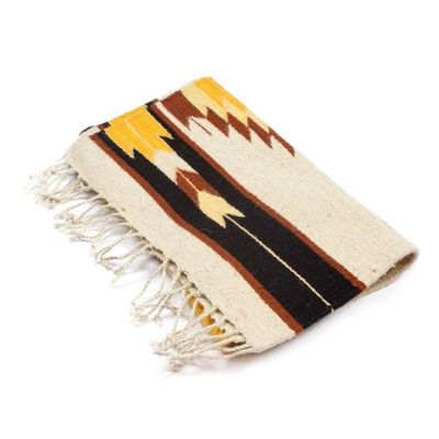 Alternate image for Handwoven Zapotec Geometric-Themed 1x3 100 Wool Area Rug Ancestral Lightning