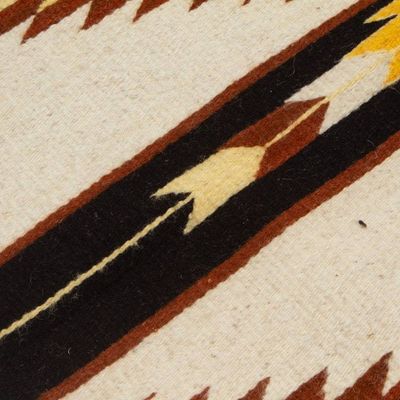 Alternate image for Handwoven Zapotec Geometric-Themed 1x3 100 Wool Area Rug Ancestral Lightning