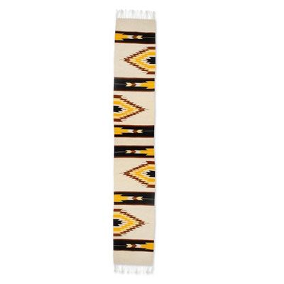 Alternate image for Handmade Zapotec-Themed 1x8 Wool Runner Rug in Natural Dyes Ancestral Lightning