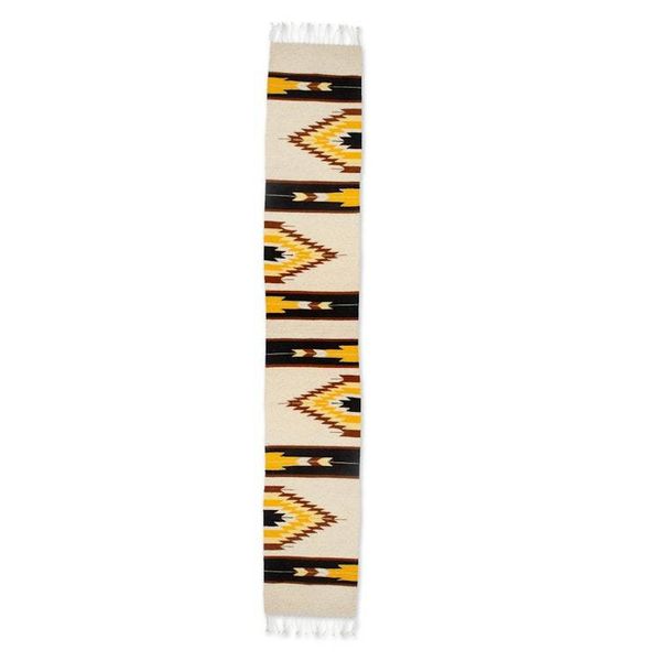 Alternate image for Handmade Zapotec-Themed 1x8 Wool Runner Rug in Natural Dyes Ancestral Lightning
