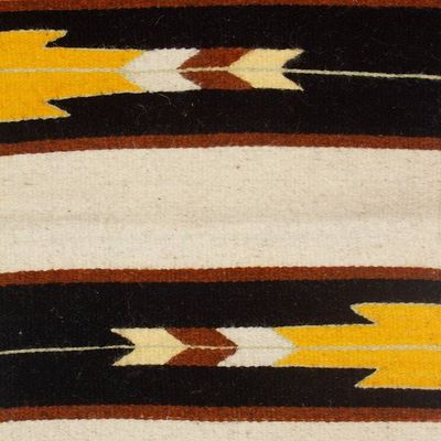 Alternate image for Handmade Zapotec-Themed 1x8 Wool Runner Rug in Natural Dyes Ancestral Lightning
