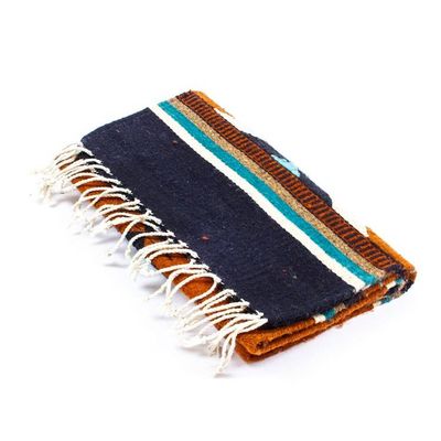 Alternate image for Zapotec Geometric Wool Runner in Orange Brown Aqua 1.5x6 Contrasting Flair