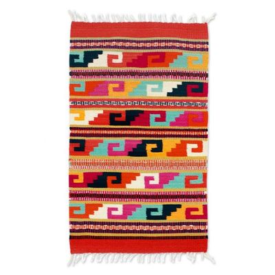 Primary image for Wool Area Rug with Traditional Mexican Motifs 2x3.50 Divine Traditions