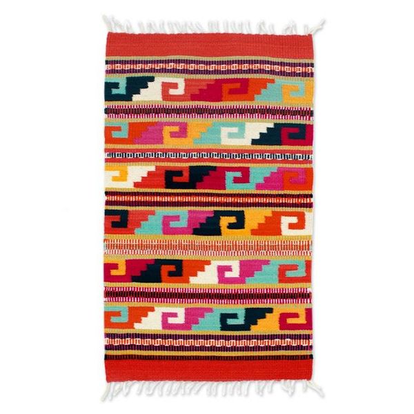 Alternate image for Wool Area Rug with Traditional Mexican Motifs 2x3.50 Divine Traditions