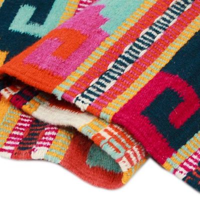Alternate image for Wool Area Rug with Traditional Mexican Motifs 2x3.50 Divine Traditions