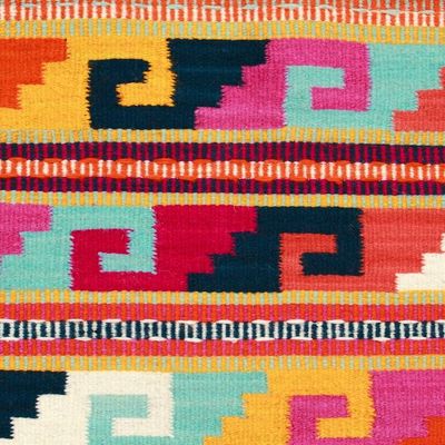 Alternate image for Wool Area Rug with Traditional Mexican Motifs 2x3.50 Divine Traditions