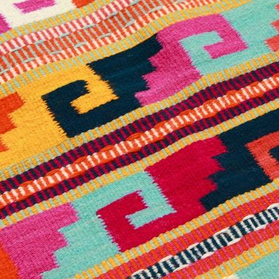 Alternate image for Wool Area Rug with Traditional Mexican Motifs 2x3.50 Divine Traditions