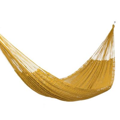 Alternate image for Hand Woven Ocher Cotton Hammock Single Uxmal Ocher