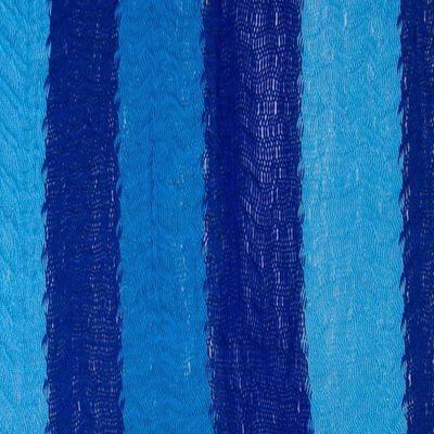 Alternate image for Hand Crafted Blue Striped Nylon Rope Single Hammock Afternoon Breeze