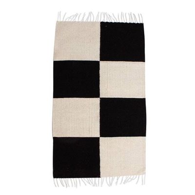 Alternate image for Black and Natural Blocks Wool Area Rug Block Party