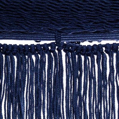 Alternate image for Fringed Navy Blue Cotton Hammock from Mexico Triple Navy Blue Cascade
