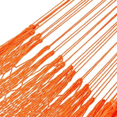Alternate image for Orange Macrame Style Cotton Hammock from Mexico Triple Mirage in Orange