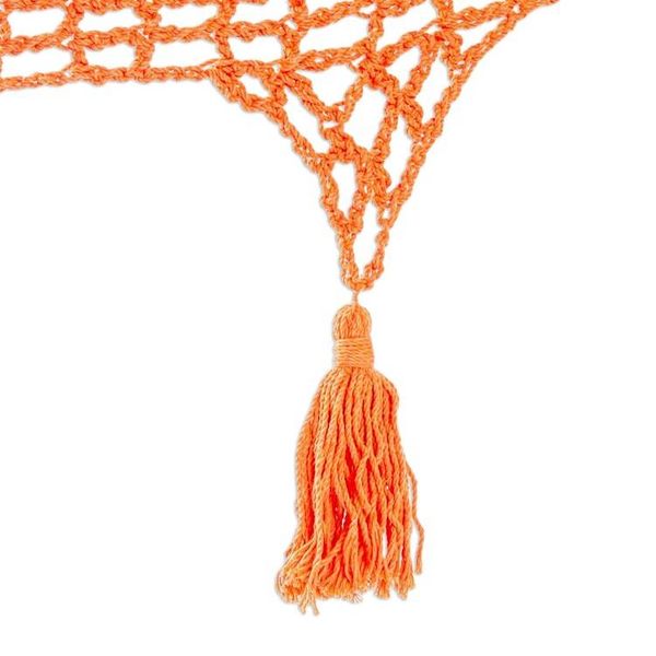 Alternate image for Orange Macrame Style Cotton Hammock from Mexico Triple Mirage in Orange