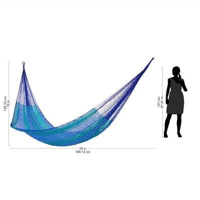 Alternate image for Handmade Striped Rope Hammock Double Cool Lagoon