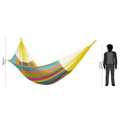 Alternate image for Multicolor Hand Woven Cotton Hammock Double Size Yucatan Feast