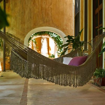 Alternate image for Fringed Olive Rope Hammock Triple Cascade in Olive