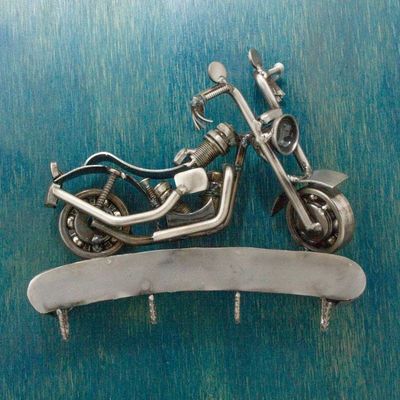 Primary image for Mexico Auto Part Sculpture Handmade Bike Theme Key Rack Rustic Motorcycle