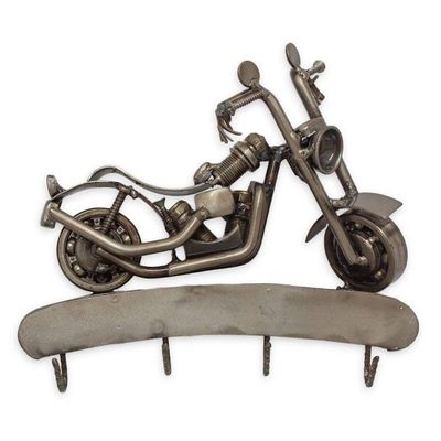 Alternate image for Mexico Auto Part Sculpture Handmade Bike Theme Key Rack Rustic Motorcycle