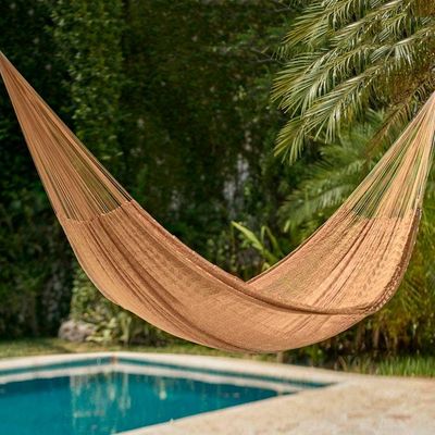 Alternate image for Handwoven Bronze Nylon Maya Double Hammock Golden Sun