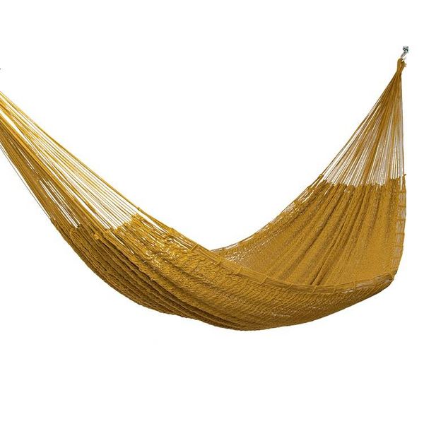 Alternate image for Mustard Yellow Cotton Hand Woven Maya Double Hammock Maya Mustard