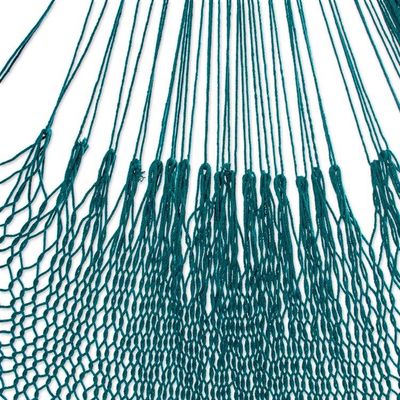 Alternate image for Teal Cotton Rope Hammock Double Uxmal Peacock