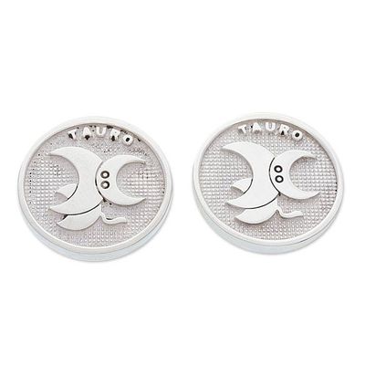 Alternate image for Minimalist Taurus Zodiac Silver Cufflinks Crafted in Mexico Taurus Totem