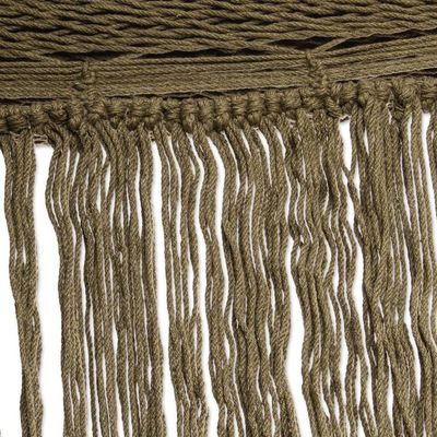 Alternate image for Fringed Olive Green Cotton Rope Double Hammock Mexico Olive Cascade