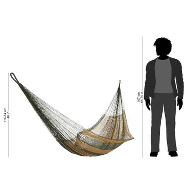 Alternate image for Hand Woven Single Hammock Moss Green Burnt Sienna Mexico Mossy Mountain