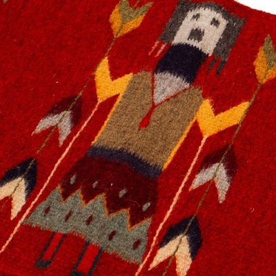 Alternate image for Traditional Zapotec 100 Wool Runner in a Natural Russet Hue Russet Ancestor