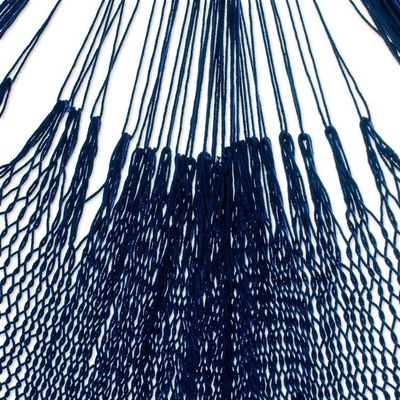 Alternate image for Navy Tasseled Cotton Rope Hammock Triple from Mexico Sunset Dreams in Navy