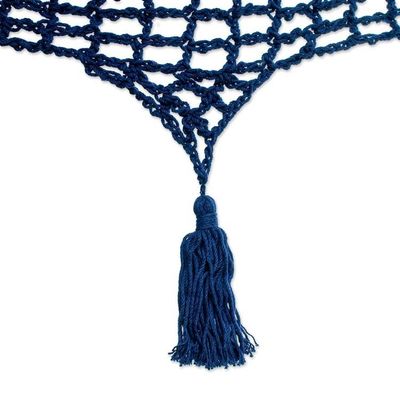 Alternate image for Navy Tasseled Cotton Rope Hammock Triple from Mexico Sunset Dreams in Navy