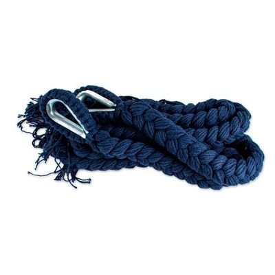 Alternate image for Navy Tasseled Cotton Rope Hammock Triple from Mexico Sunset Dreams in Navy