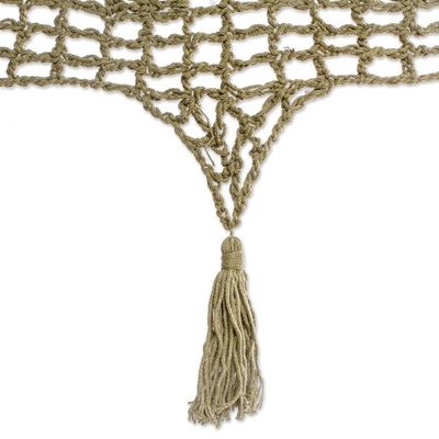 Alternate image for Crocheted Fringe Olive Green Cotton Hammock Double Veranda in Olive Green