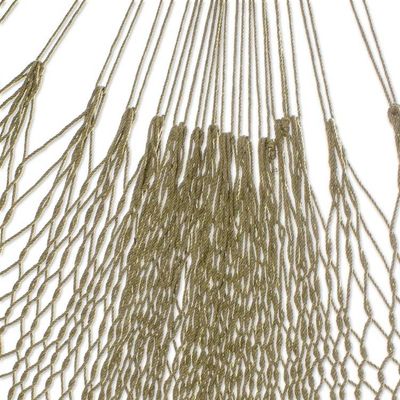 Alternate image for Crocheted Fringe Olive Green Cotton Hammock Double Veranda in Olive Green