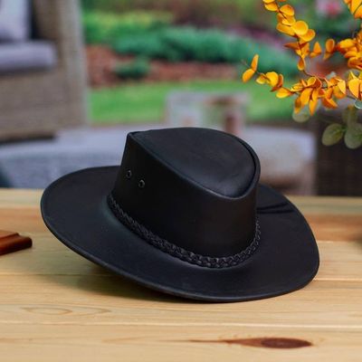 Alternate image for Black Leather Mens Hat from Mexico Outback Ranger in Black