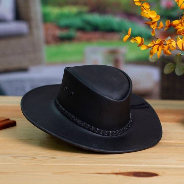 Alternate image for Black Leather Mens Hat from Mexico Outback Ranger in Black