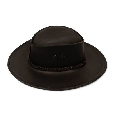 Alternate image for Black Leather Mens Hat from Mexico Outback Ranger in Black