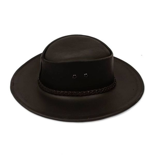Alternate image for Black Leather Mens Hat from Mexico Outback Ranger in Black